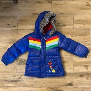 Hanna Andersson Down Puffer Coat Rainbow Blue